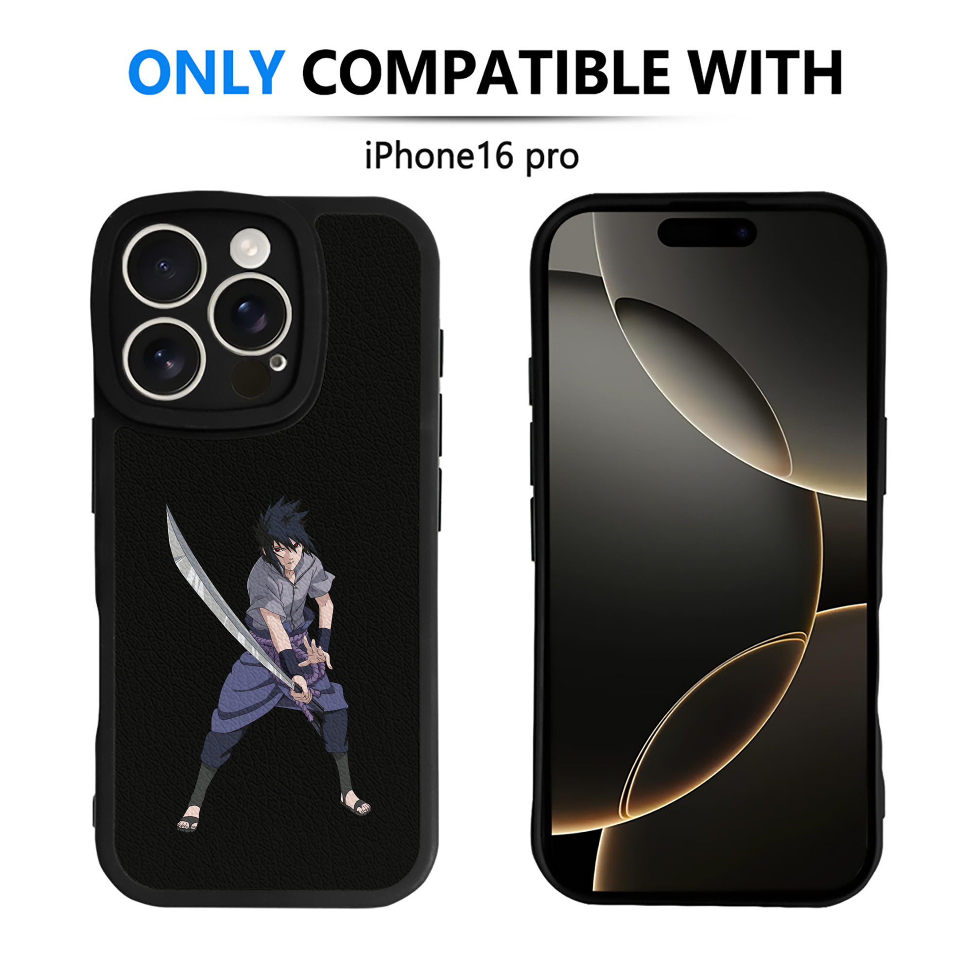（画像用） NARUTO -ナルト- うちは サスケ Uchiha Sasuke 【iPhone 16シリーズ対応】シリコンスマホケース（レザー調） 材質：シリコン